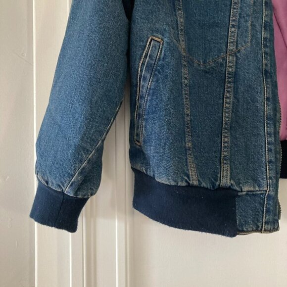 NWT We The Free Denim Stadium Jacket Bomber Indigo Blue - Picture 4 of 9